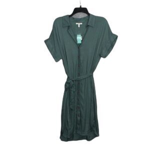 Maurices NWT Green Button Down Short Sleeve Dress with Belt Women's Large
